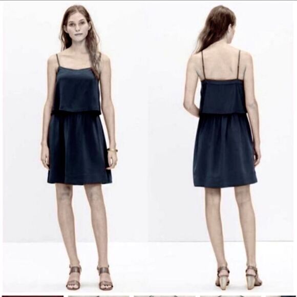 MADEWELL Black Silk Overlay Cami Dress 2 - Picture 1 of 13
